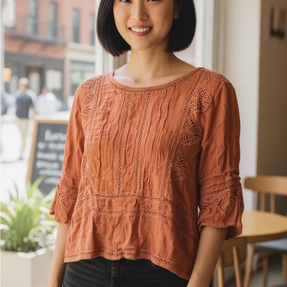 Amuse Society Boho Rust Top Size XS